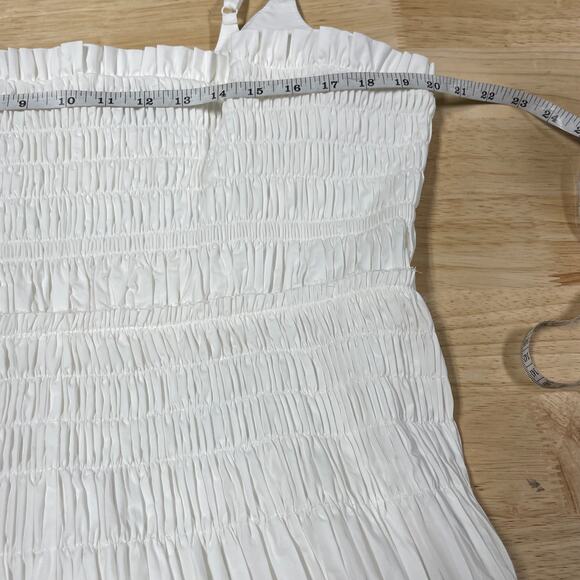 Rebecca Taylor NWOT Smocked Poplin Long Maxi Dress Sleeveless White Size 16 - Picture 8 of 11